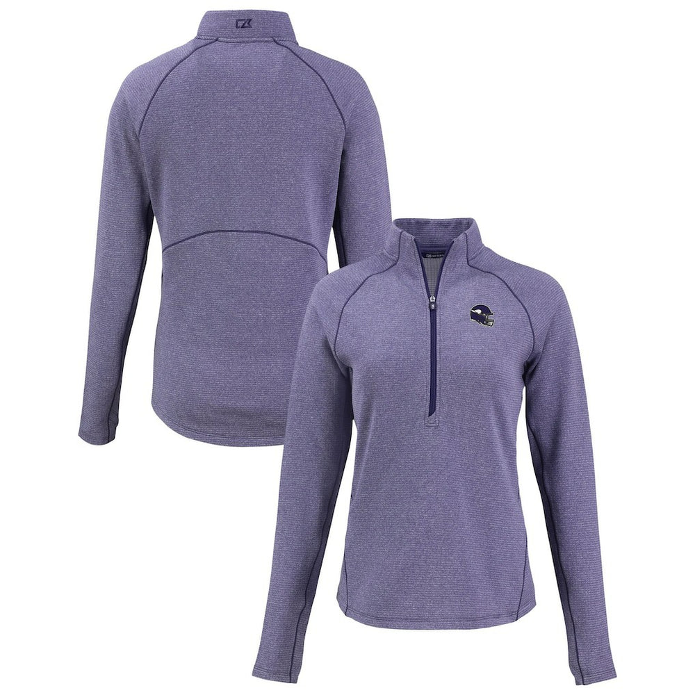 Cutter & Buck Women's Peshastin Eco Fleece Recycled Tri-Blend Raglan Half-Zip Jacket - Minnesota Vikings