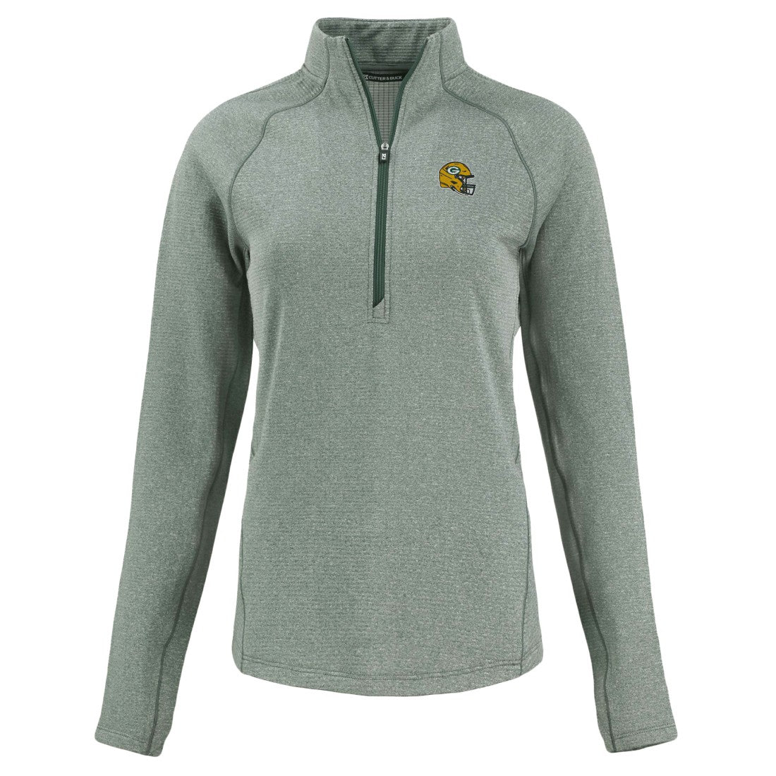 Cutter & Buck Women's Peshastin Eco Fleece Recycled Tri-Blend Raglan Half-Zip Jacket - Green Bay Packers
