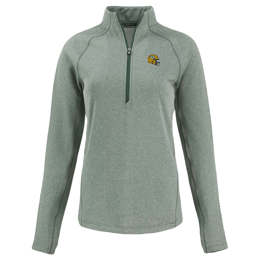 Cutter & Buck Women's Peshastin Eco Fleece Recycled Tri-Blend Raglan Half-Zip Jacket - Green Bay Packers