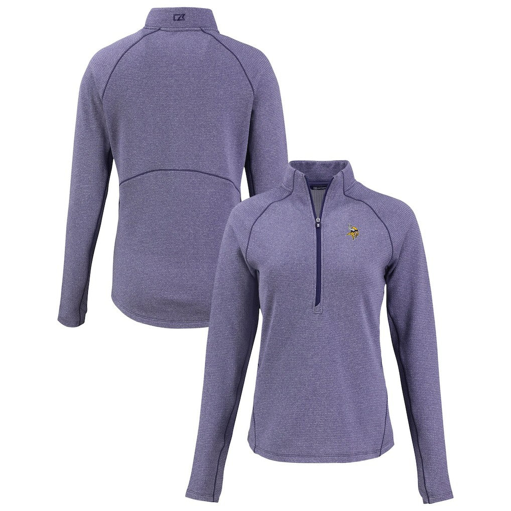 Cutter & Buck Women's Peshastin Eco Fleece Recycled Tri-Blend Raglan Half-Zip Jacket - Minnesota Vikings