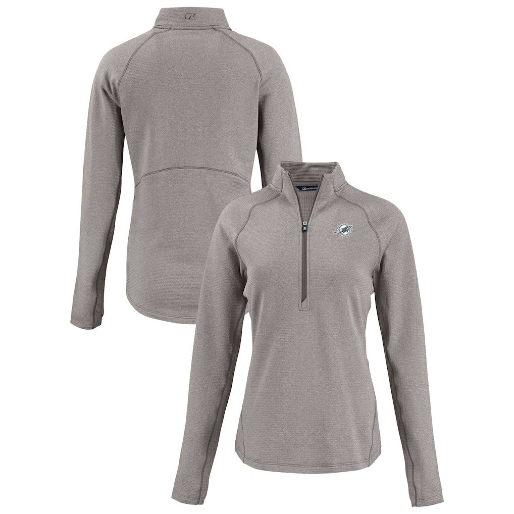 Cutter & Buck Women's Peshastin Eco Fleece Recycled Tri-Blend Raglan Half-Zip Jacket - Miami Dolphins