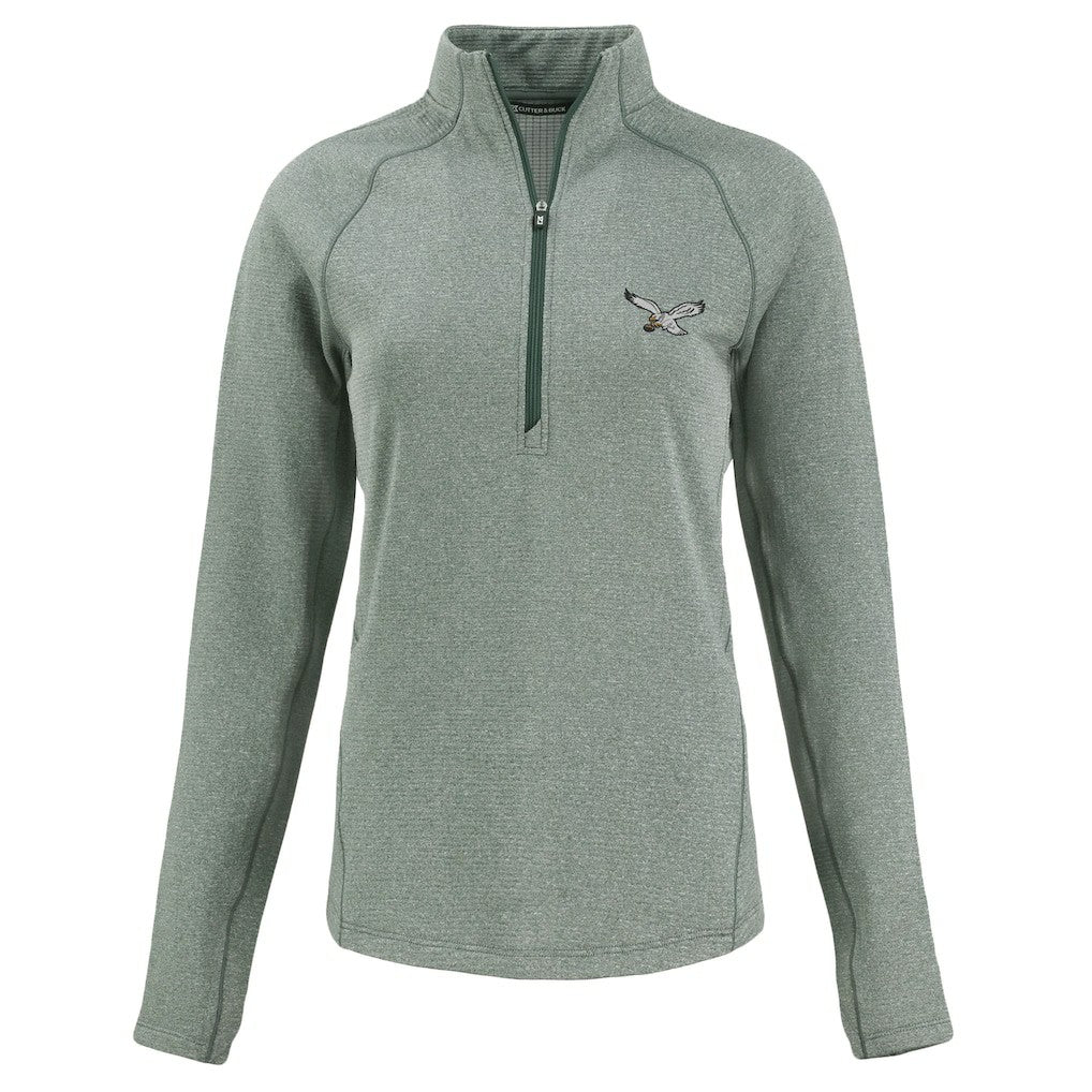 Cutter & Buck Women's Peshastin Eco Fleece Recycled Tri-Blend Raglan Half-Zip Jacket - Philadelphia Eagles