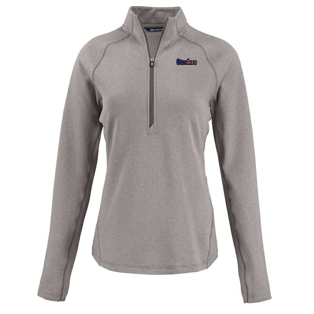 Cutter & Buck Women's Americana Peshastin Eco Fleece Recycled Tri-Blend Raglan Half-Zip Jacket - Pittsburgh Steelers