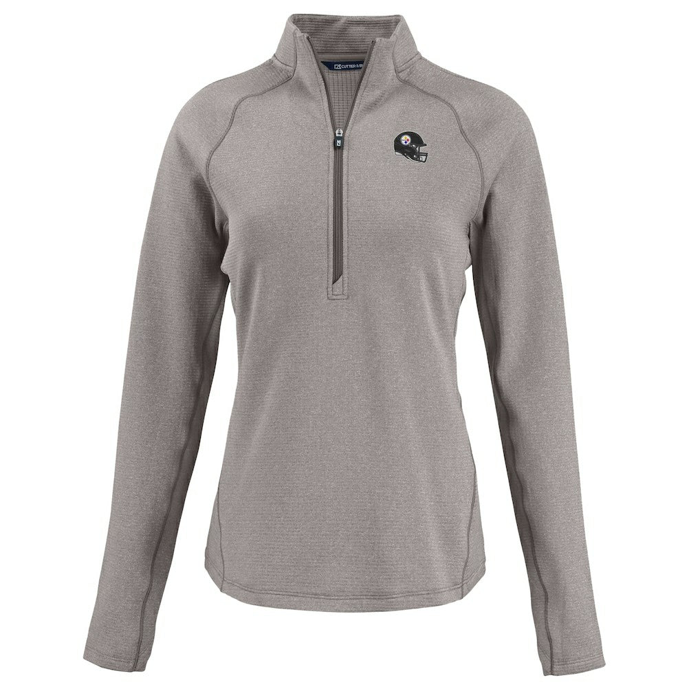 Cutter & Buck Women's Peshastin Eco Fleece Recycled Tri-Blend Raglan Half-Zip Jacket - Pittsburgh Steelers