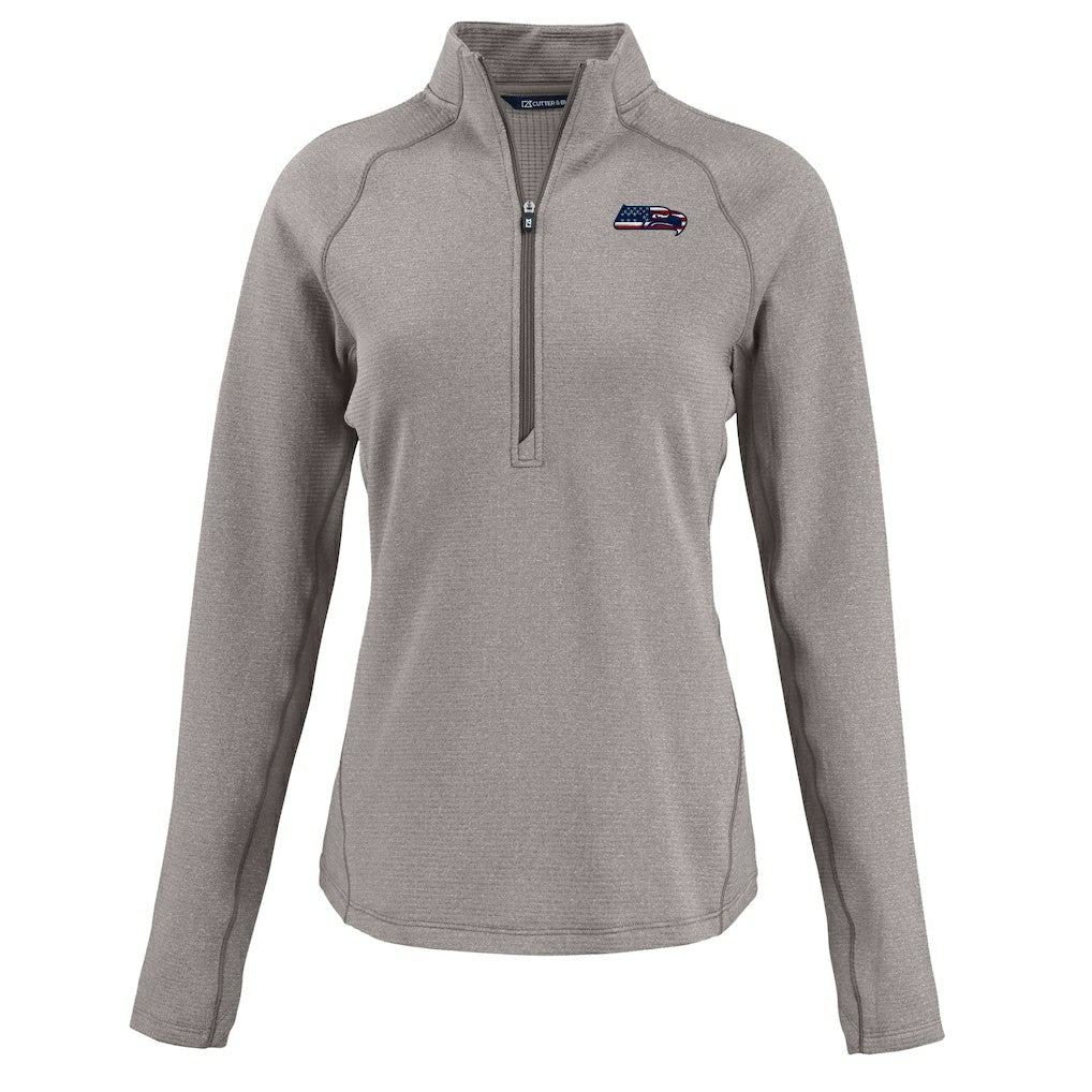 Cutter & Buck Women's Americana Peshastin Eco Fleece Recycled Tri-Blend Raglan Half-Zip Jacket - Seattle Seahawks