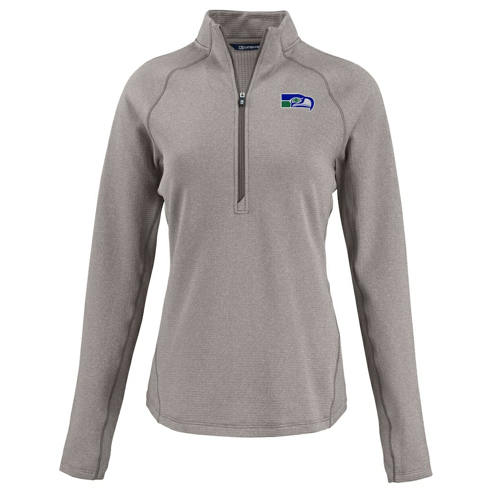 Cutter & Buck Women's Peshastin Eco Fleece Recycled Tri-Blend Raglan Half-Zip Jacket - Seattle Seahawks