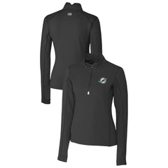 Cutter & Buck Women's Traverse Stretch Quarter-Zip Pullover Top - Miami Dolphins