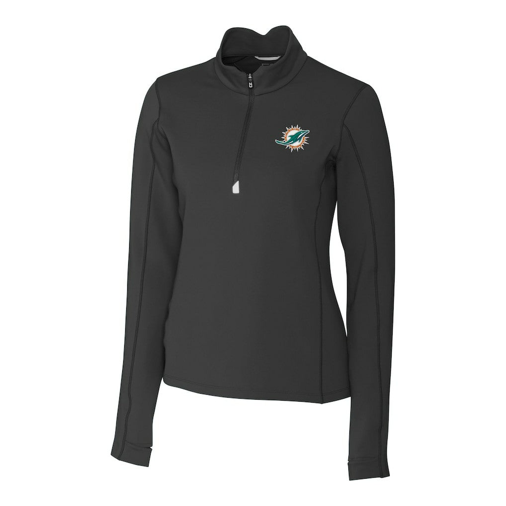 Cutter & Buck Women's Traverse Stretch Quarter-Zip Pullover Top - Miami Dolphins