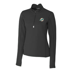 Cutter & Buck Women's Traverse Stretch Quarter-Zip Pullover Top - Miami Dolphins
