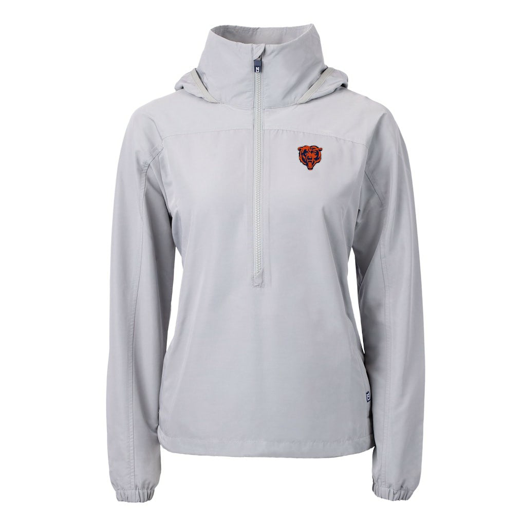Cutter & Buck Women's Charter Eco Recycled Half-Zip Hooded Anorak Jacket - Chicago Bears