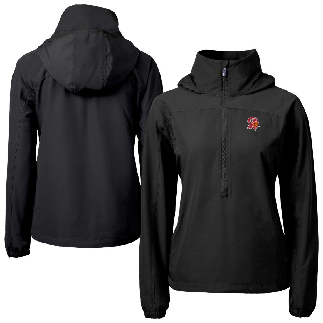 Cutter & Buck Women's Charter Eco Recycled Half-Zip Hooded Anorak Jacket - Tampa Bay Buccaneers