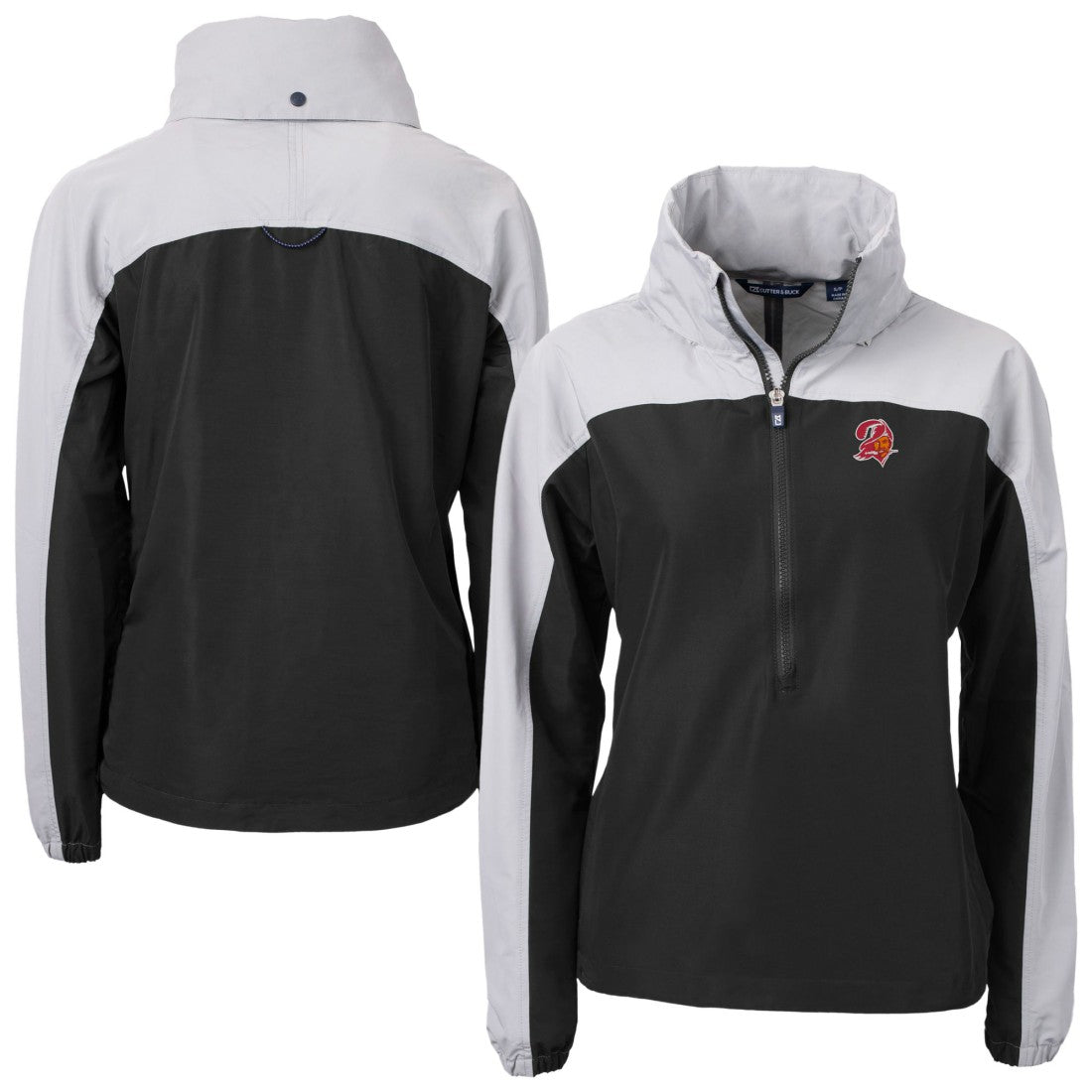 Cutter & Buck Women's Charter Eco Recycled Half-Zip Hooded Anorak Jacket - Tampa Bay Buccaneers