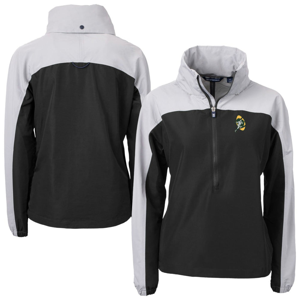 Cutter & Buck Women's Charter Eco Recycled Half-Zip Hooded Anorak Jacket - Green Bay Packers