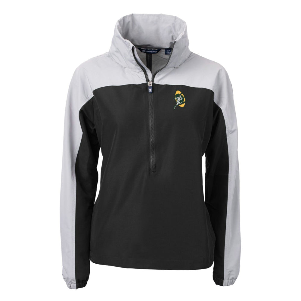 Cutter & Buck Women's Charter Eco Recycled Half-Zip Hooded Anorak Jacket - Green Bay Packers