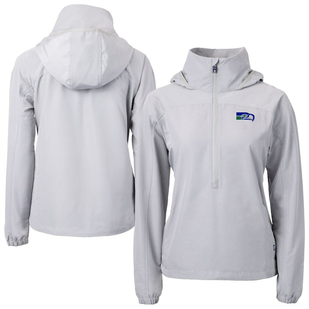 Cutter & Buck Women's Charter Eco Recycled Half-Zip Hooded Anorak Jacket - Seattle Seahawks