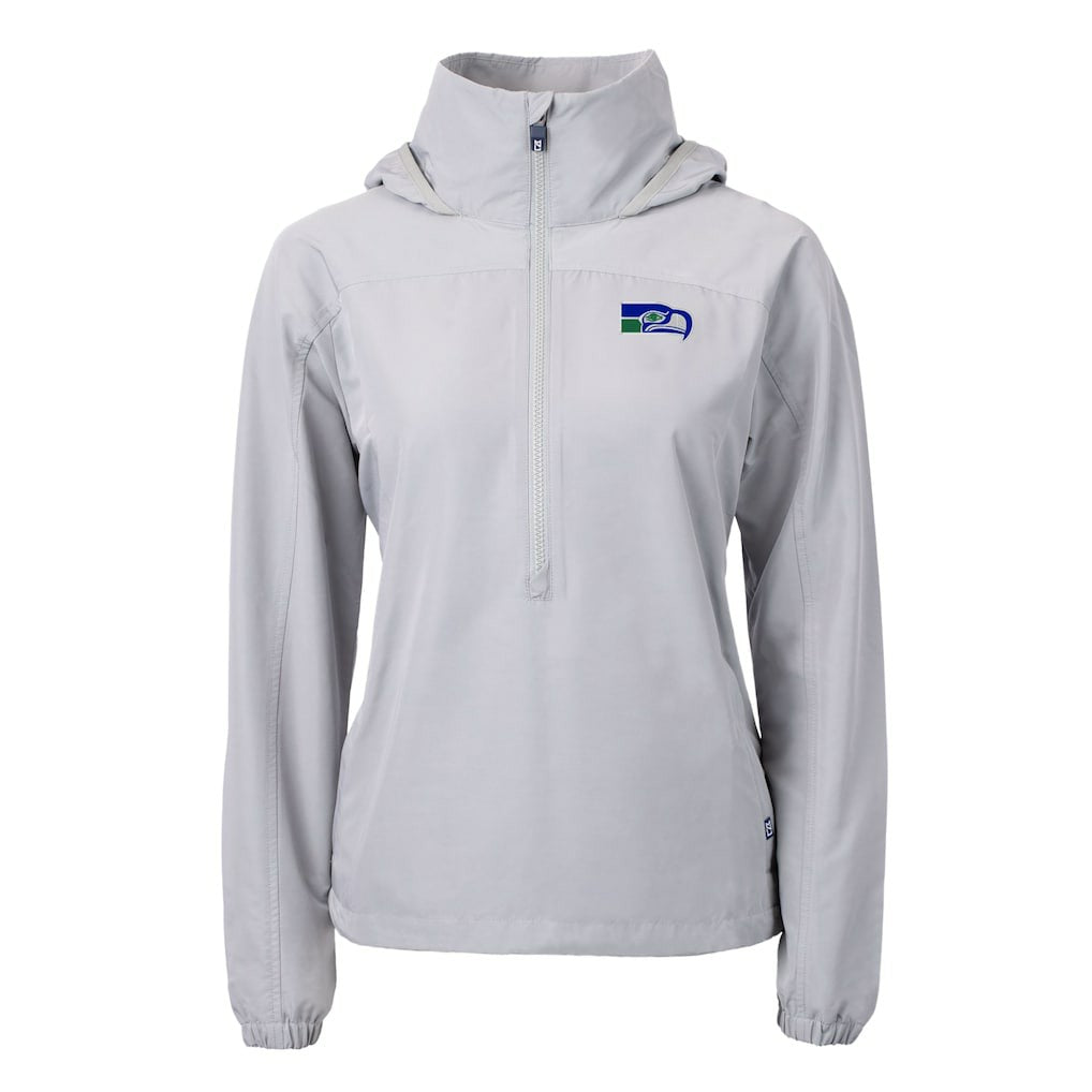 Cutter & Buck Women's Charter Eco Recycled Half-Zip Hooded Anorak Jacket - Seattle Seahawks