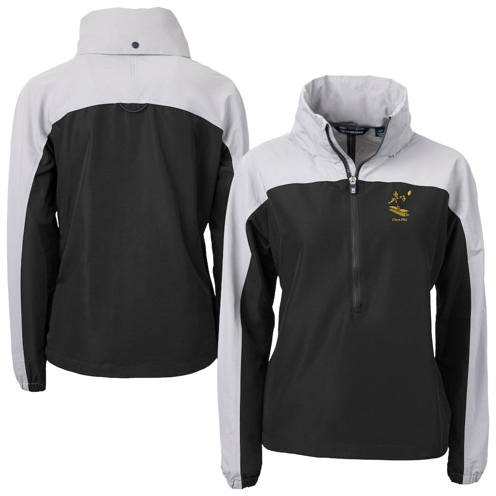 Cutter & Buck Women's Charter Eco Recycled Half-Zip Hooded Anorak Jacket - Pittsburgh Steelers