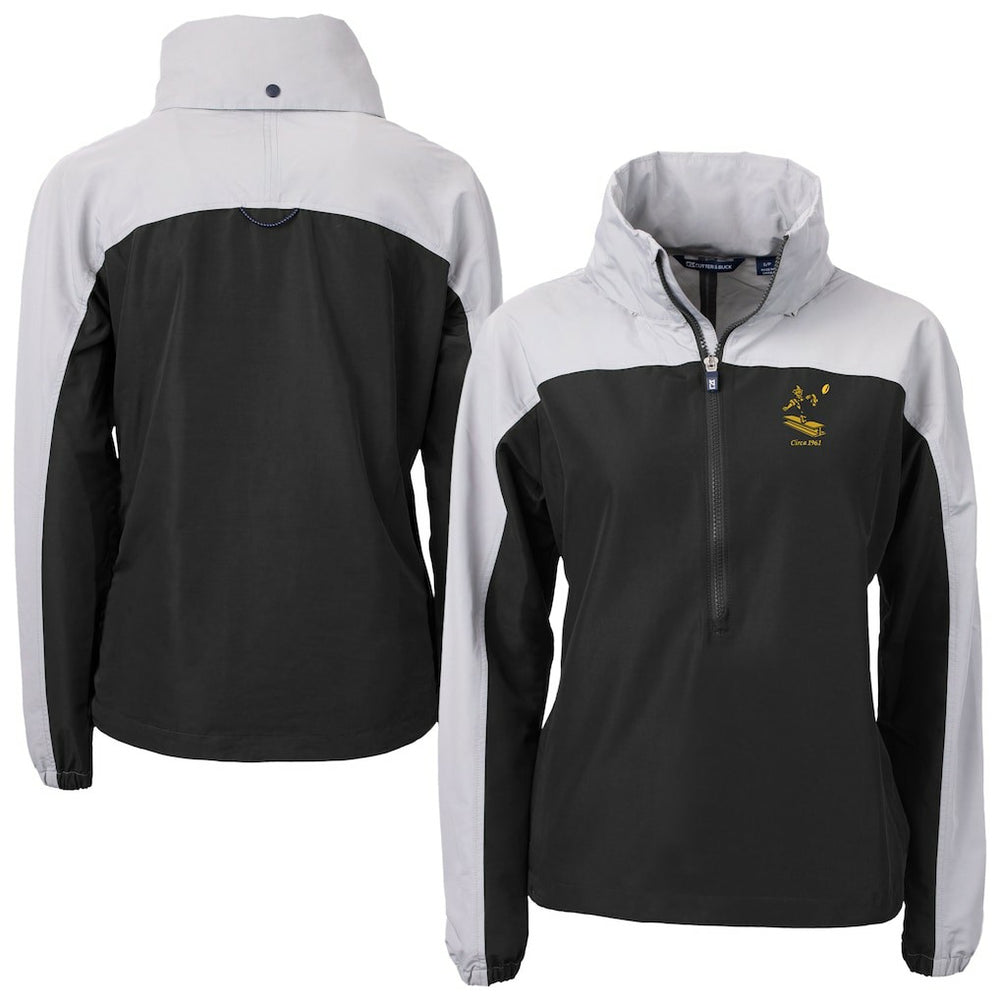 Cutter & Buck Women's Charter Eco Recycled Half-Zip Hooded Anorak Jacket - Pittsburgh Steelers