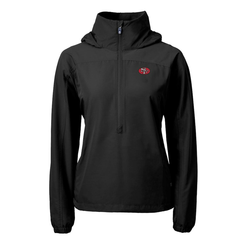 Cutter & Buck Women's Charter Eco Recycled Half-Zip Hooded Anorak Jacket - San Francisco 49ers