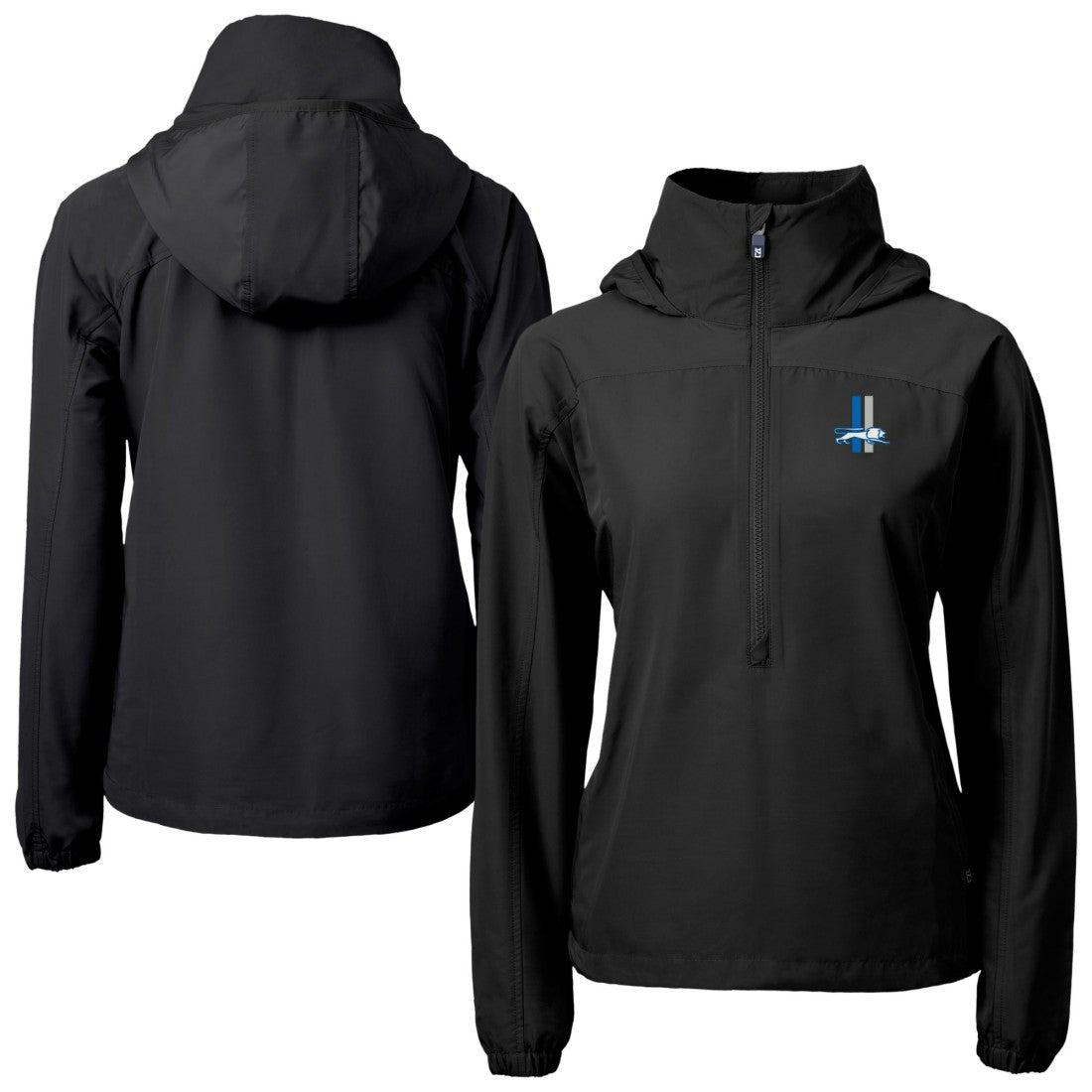 Cutter & Buck Women's Charter Eco Recycled Half-Zip Hooded Anorak Jacket - Detroit Lions