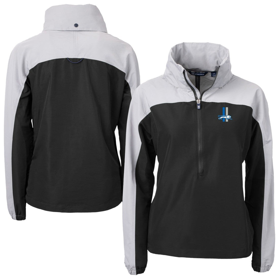 Cutter & Buck Women's Charter Eco Recycled Half-Zip Hooded Anorak Jacket - Detroit Lions