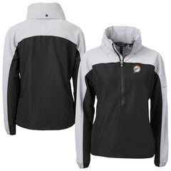 Cutter & Buck Women's Charter Eco Recycled Half-Zip Hooded Anorak Jacket - Miami Dolphins