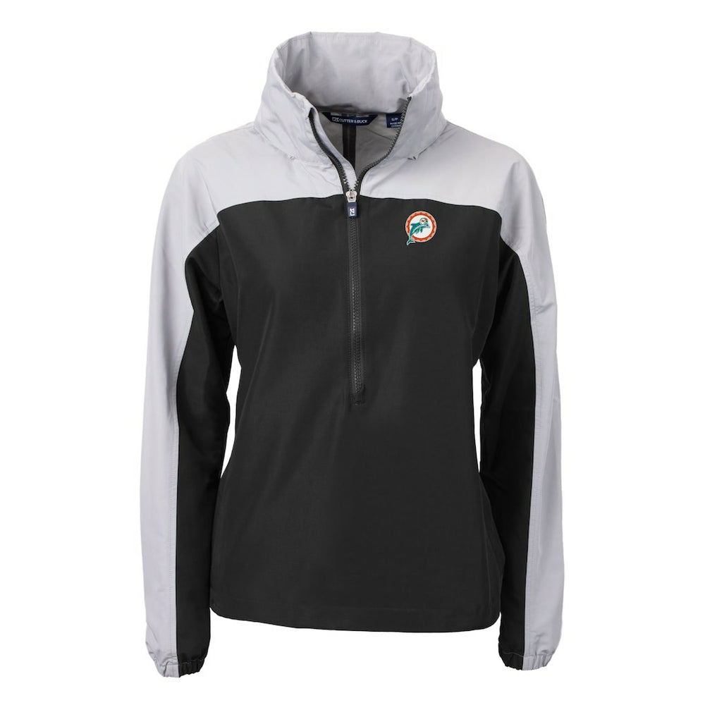 Cutter & Buck Women's Charter Eco Recycled Half-Zip Hooded Anorak Jacket - Miami Dolphins