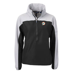 Cutter & Buck Women's Charter Eco Recycled Half-Zip Hooded Anorak Jacket - Miami Dolphins