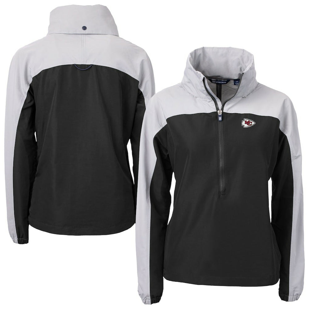 Cutter & Buck Women's Charter Eco Recycled Half-Zip Hooded Anorak Jacket - Kansas City Chiefs