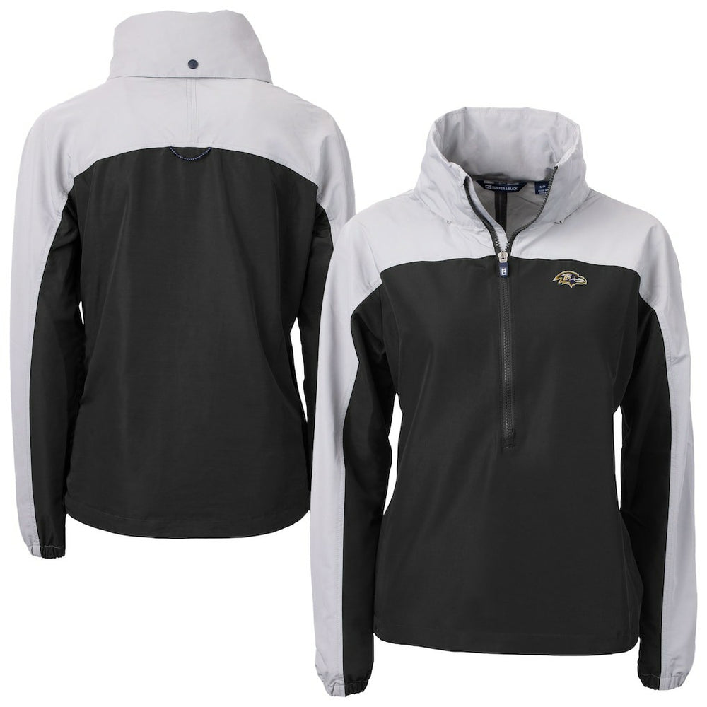 Cutter & Buck Women's Charter Eco Recycled Half-Zip Hooded Anorak Jacket - Baltimore Ravens