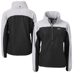 Cutter & Buck Women's Charter Eco Recycled Half-Zip Hooded Anorak Jacket - Baltimore Ravens