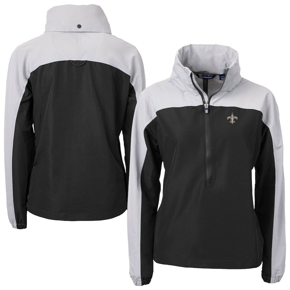 Cutter & Buck Women's Charter Eco Recycled Half-Zip Hooded Anorak Jacket - New Orleans Saints