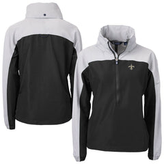 Cutter & Buck Women's Charter Eco Recycled Half-Zip Hooded Anorak Jacket - New Orleans Saints