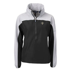 Cutter & Buck Women's Charter Eco Recycled Half-Zip Hooded Anorak Jacket - New Orleans Saints