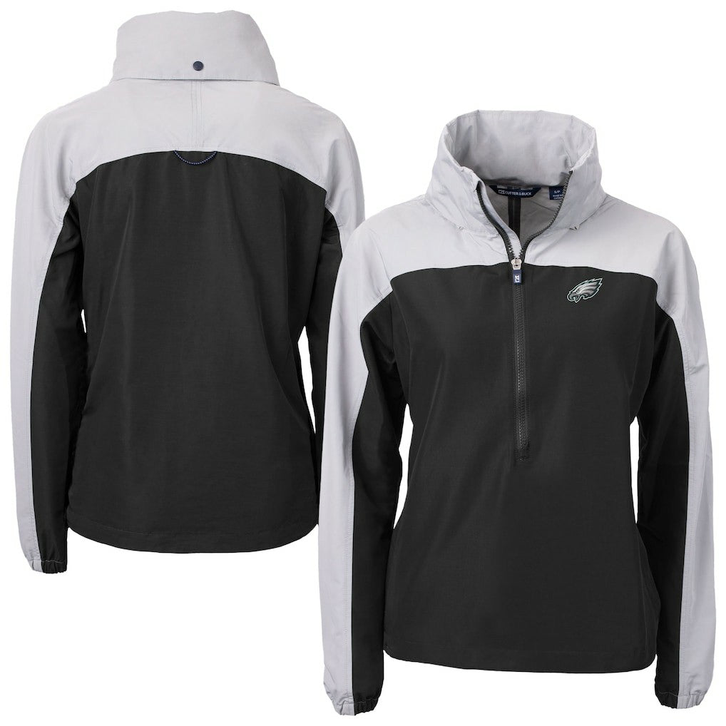 Cutter & Buck Women's Charter Eco Recycled Half-Zip Hooded Anorak Jacket - Philadelphia Eagles