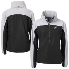 Cutter & Buck Women's Charter Eco Recycled Half-Zip Hooded Anorak Jacket - Philadelphia Eagles