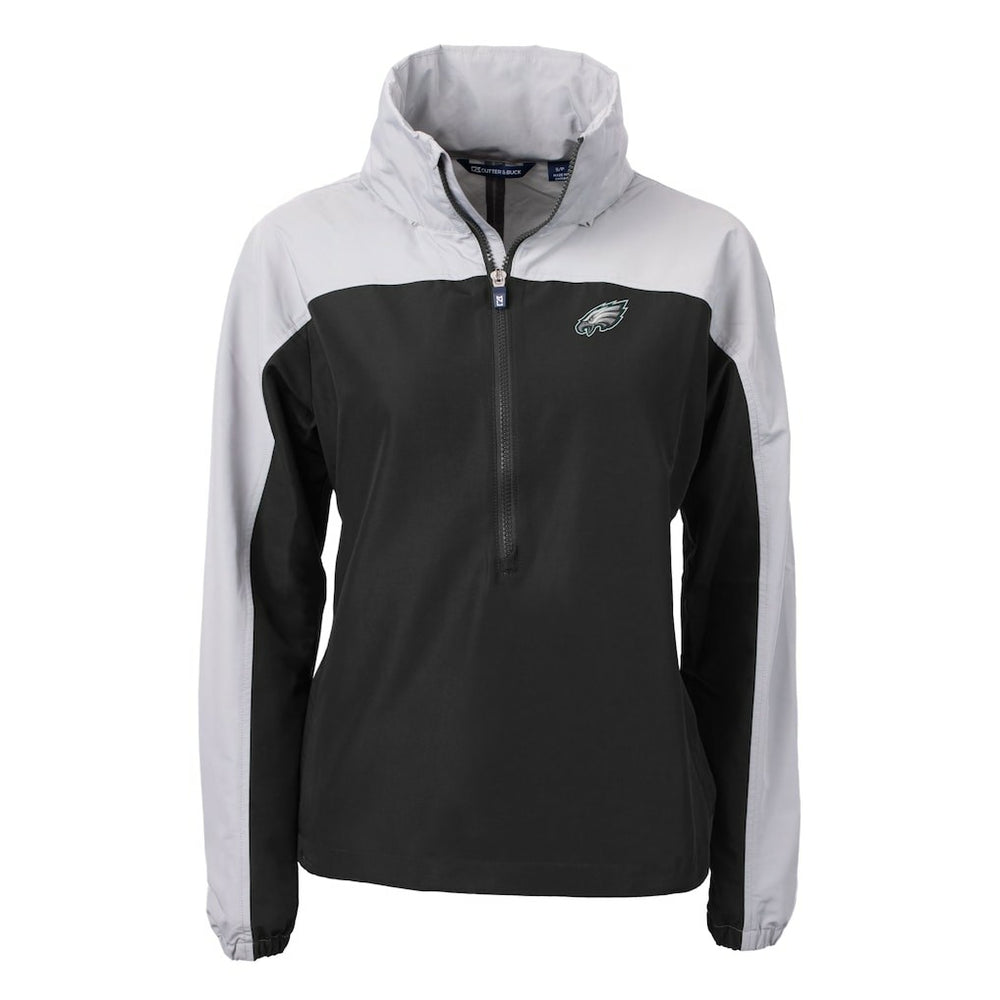 Cutter & Buck Women's Charter Eco Recycled Half-Zip Hooded Anorak Jacket - Philadelphia Eagles