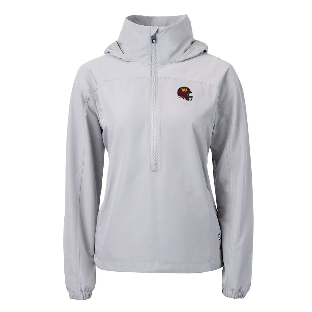 Cutter & Buck Women's Charter Eco Recycled Half-Zip Hooded Anorak Jacket - Washington Commanders