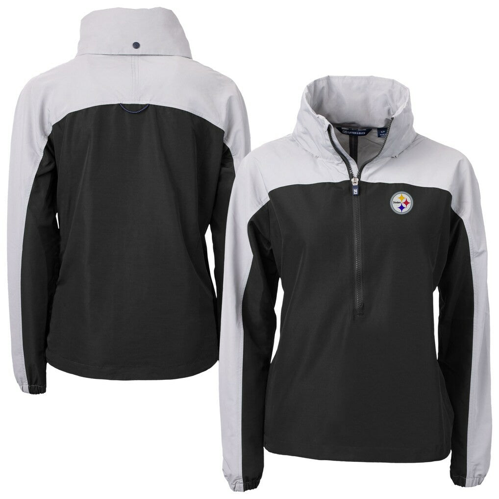 Cutter & Buck Women's Charter Eco Recycled Half-Zip Hooded Anorak Jacket - Pittsburgh Steelers