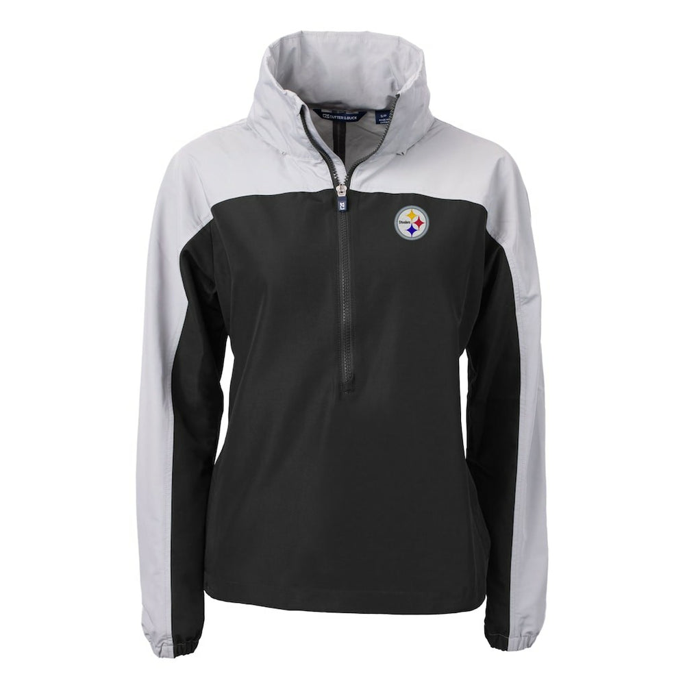 Cutter & Buck Women's Charter Eco Recycled Half-Zip Hooded Anorak Jacket - Pittsburgh Steelers