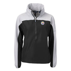 Cutter & Buck Women's Charter Eco Recycled Half-Zip Hooded Anorak Jacket - Pittsburgh Steelers