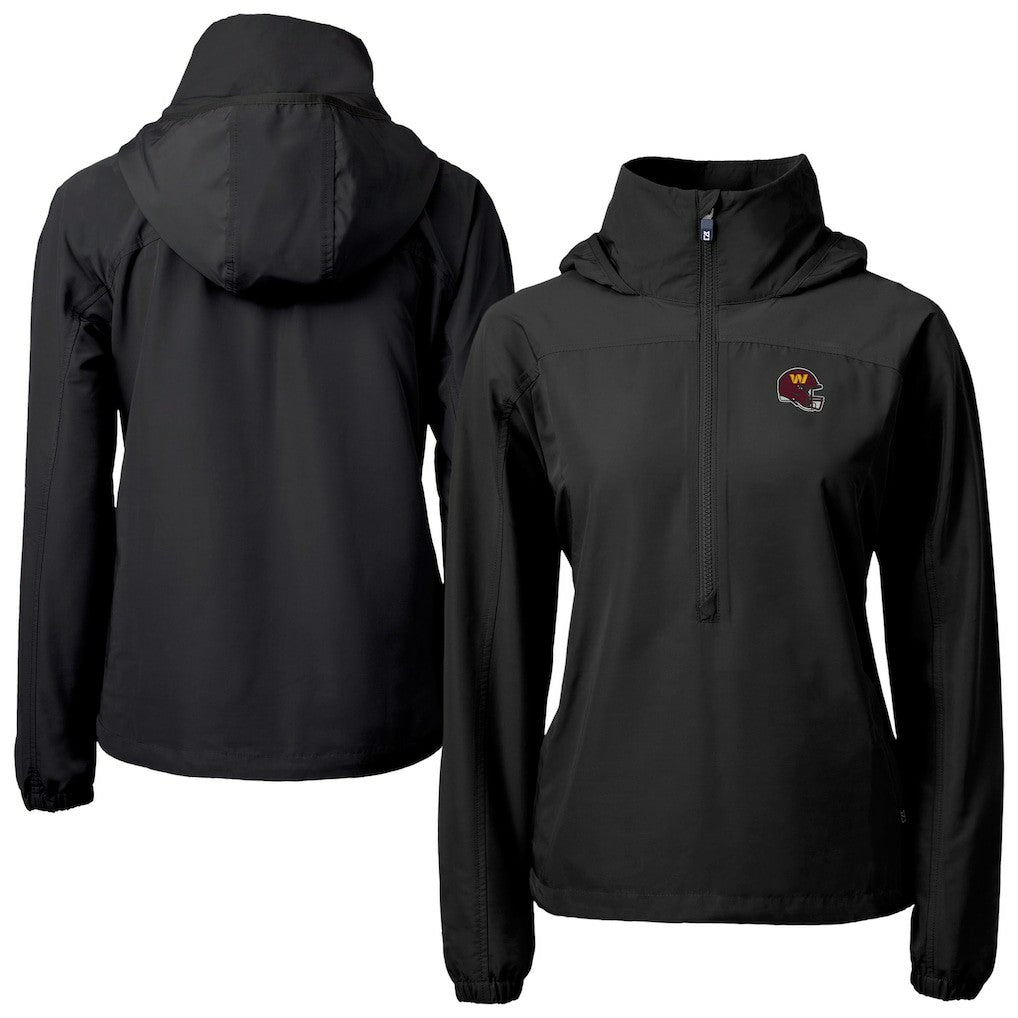 Cutter & Buck Women's Charter Eco Recycled Half-Zip Hooded Anorak Jacket - Washington Commanders
