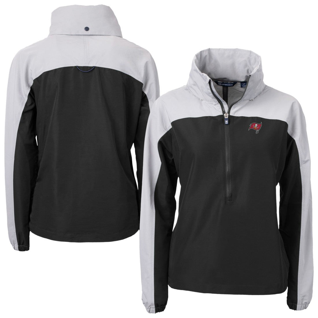 Cutter & Buck Women's Charter Eco Recycled Half-Zip Hooded Anorak Jacket - Tampa Bay Buccaneers