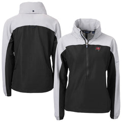 Cutter & Buck Women's Charter Eco Recycled Half-Zip Hooded Anorak Jacket - Tampa Bay Buccaneers
