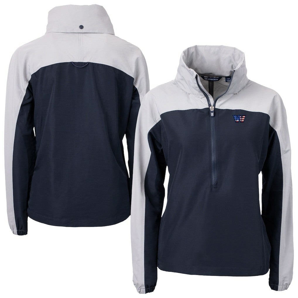 Cutter & Buck Women's Charter Eco Recycled Half-Zip Hooded Anorak Jacket - Washington Commanders