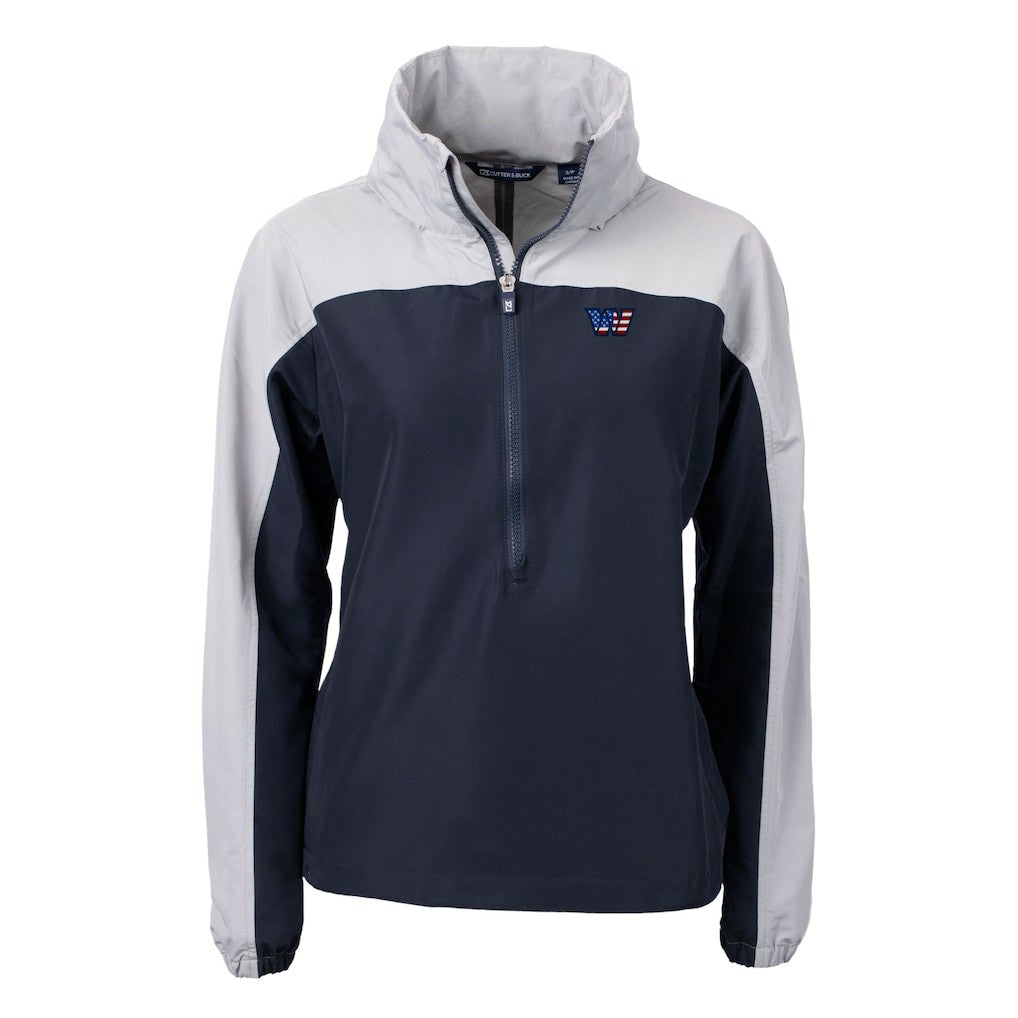 Cutter & Buck Women's Charter Eco Recycled Half-Zip Hooded Anorak Jacket - Washington Commanders