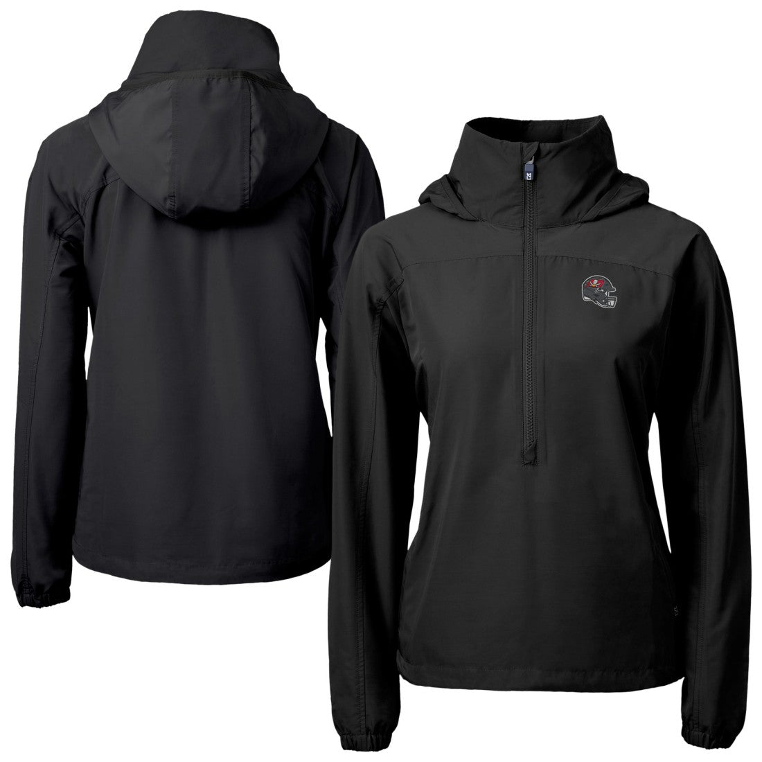 Cutter & Buck Women's Charter Eco Recycled Half-Zip Hooded Anorak Jacket - Tampa Bay Buccaneers