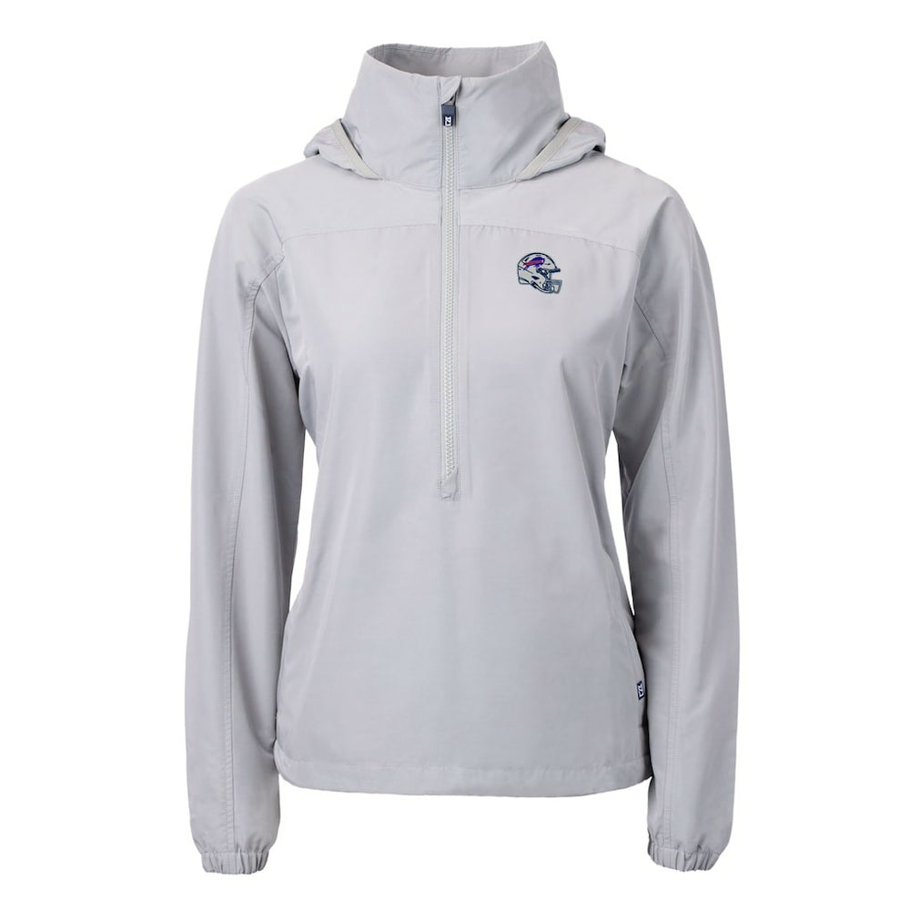 Cutter & Buck Women's Charter Eco Recycled Half-Zip Hooded Anorak Jacket - Buffalo Bills