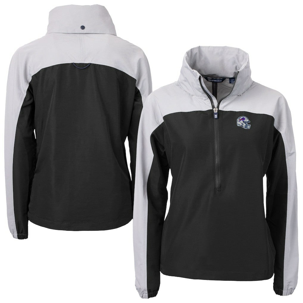 Cutter & Buck Women's Charter Eco Recycled Half-Zip Hooded Anorak Jacket - Buffalo Bills