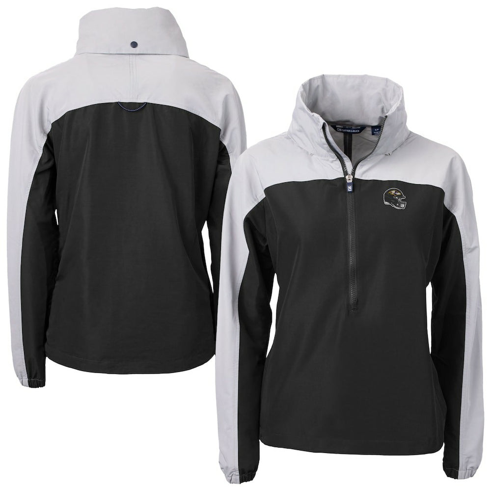 Cutter & Buck Women's Charter Eco Recycled Half-Zip Hooded Anorak Jacket - Baltimore Ravens